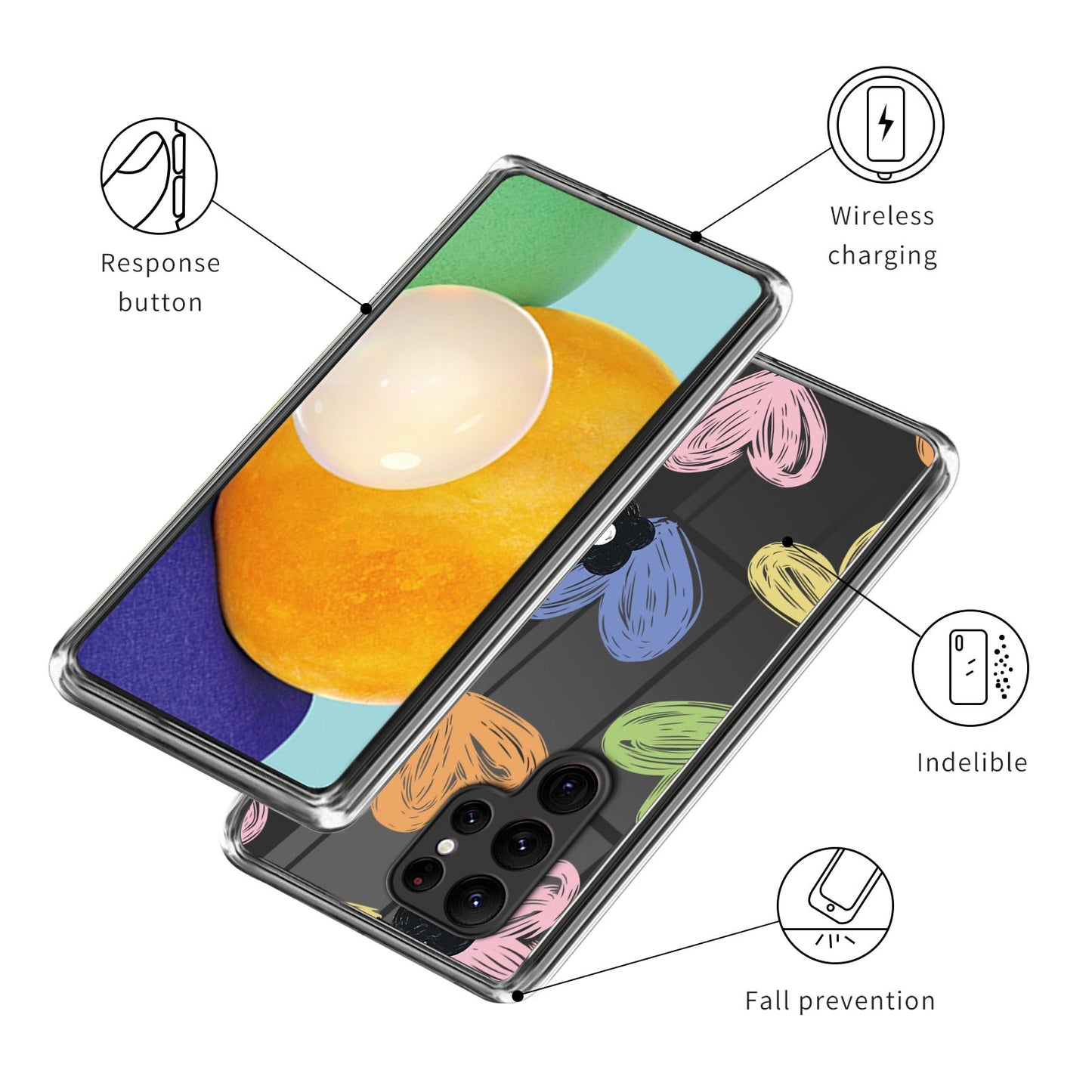 For Samsung Galaxy S24 Ultra Phone Case Pattern Printing Soft TPU Cover - Colorful Love