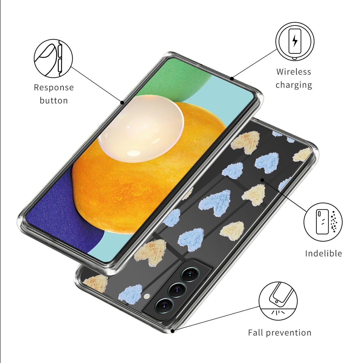 For Samsung Galaxy S24+ TPU Case Anti-scratch Pattern Printing Phone Cover - Yellow / Blue Love