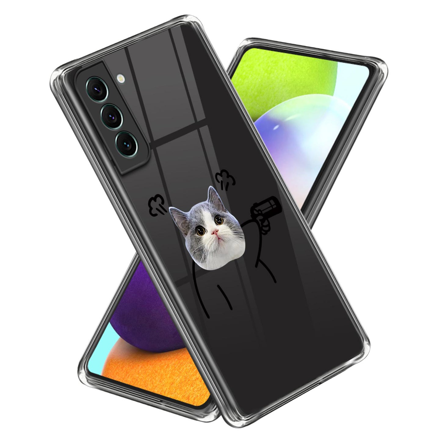 For Samsung Galaxy S24+ TPU Case Anti-scratch Pattern Printing Phone Cover - Cat with a Gun
