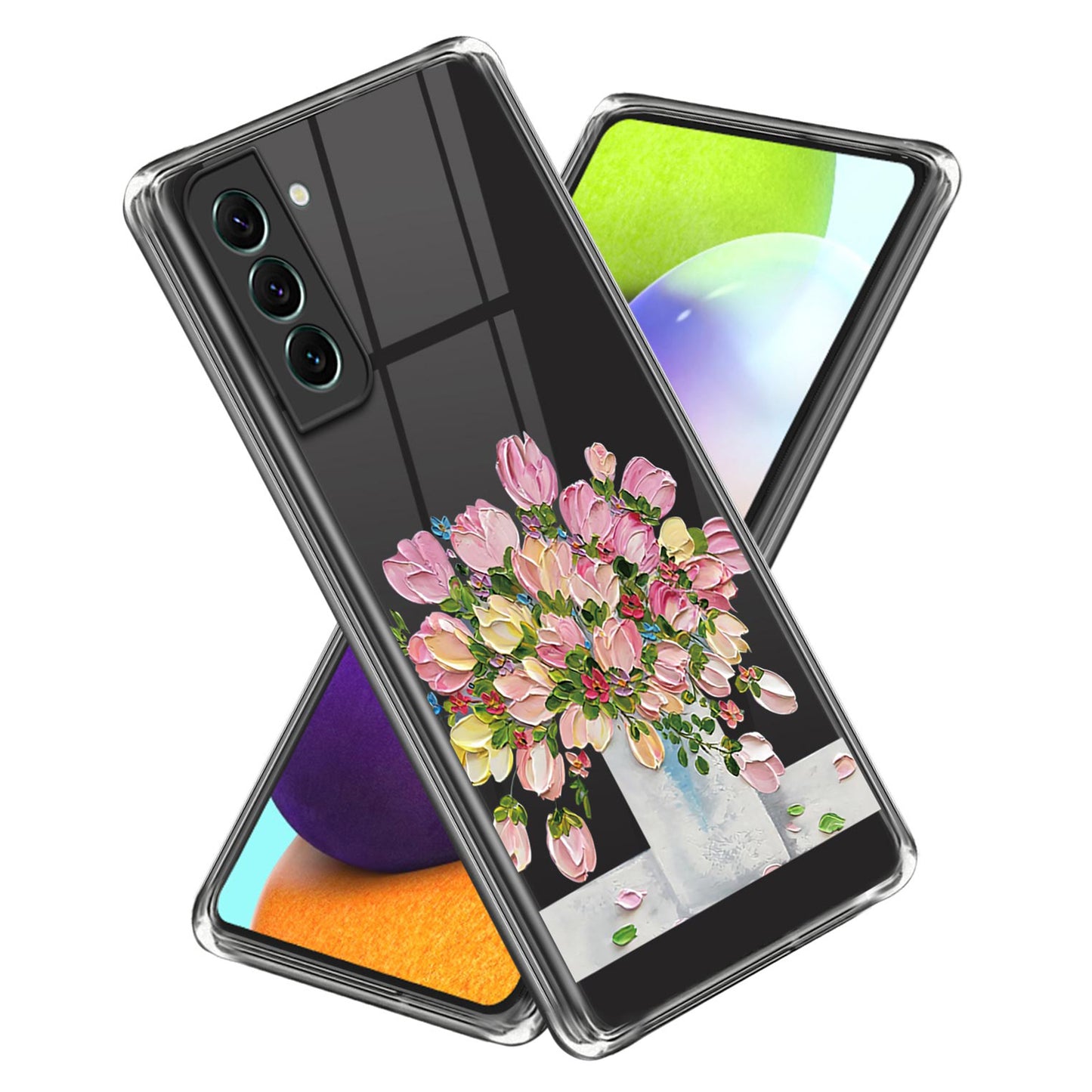 For Samsung Galaxy S24+ TPU Case Anti-scratch Pattern Printing Phone Cover - Oil Painting Pink Flower