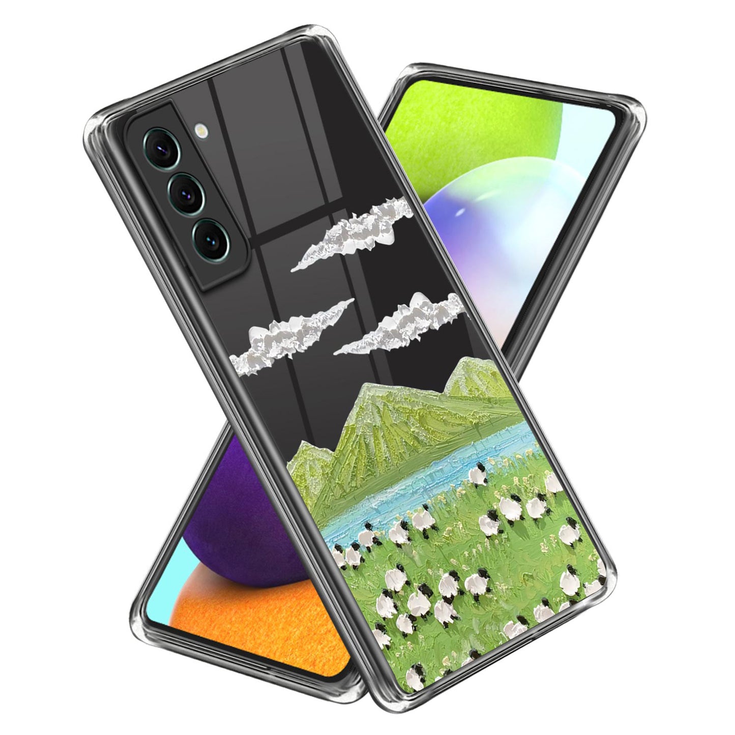 For Samsung Galaxy S24 TPU Case Pattern Printing Anti-scratch Phone Cover - Oil Painting Lambs
