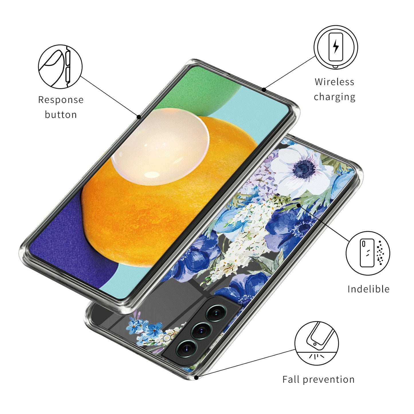 For Samsung Galaxy S24 Case Pattern Printing Shockproof TPU Phone Cover Protector - Flowers