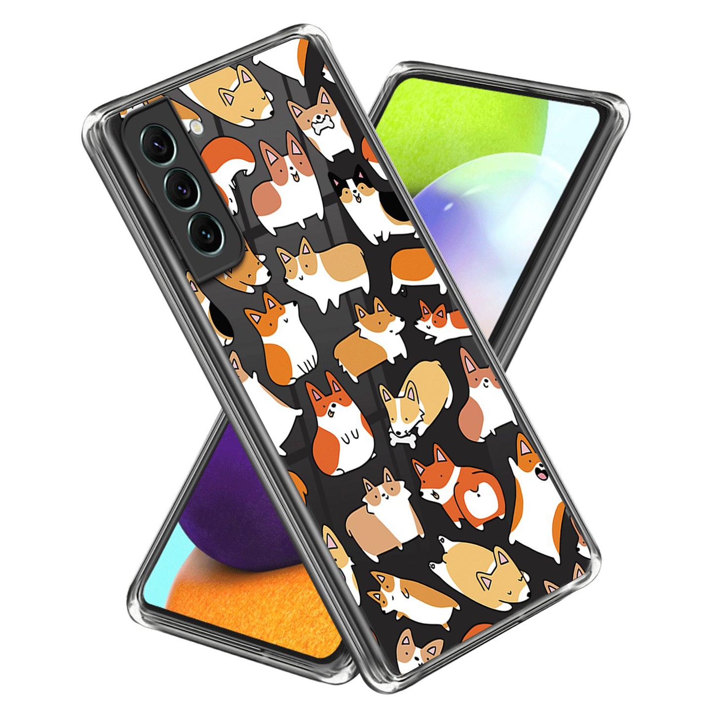 For Samsung Galaxy S24 Case Pattern Printing Shockproof TPU Phone Cover Protector - Dogs Sticker