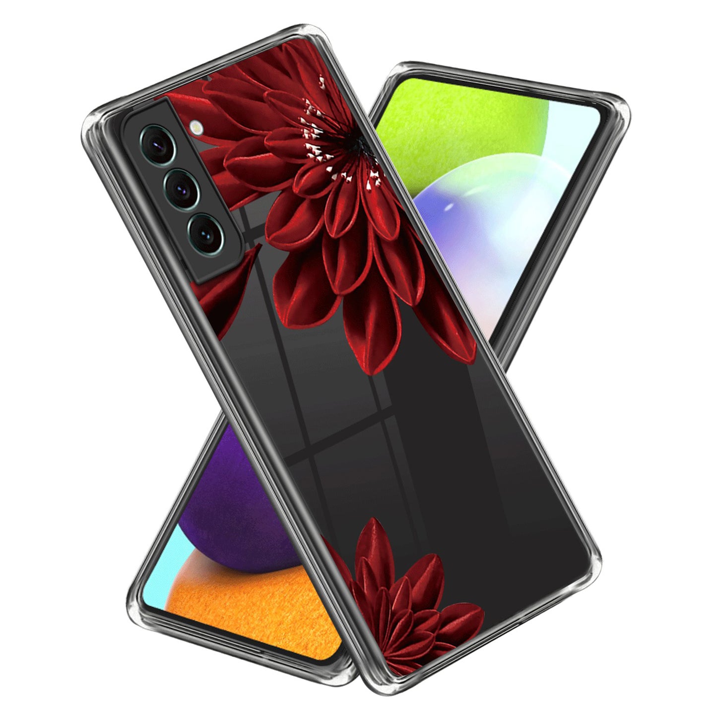 For Samsung Galaxy S24+ Case Pattern Printing TPU Cover Phone Protective Case - Red Flower