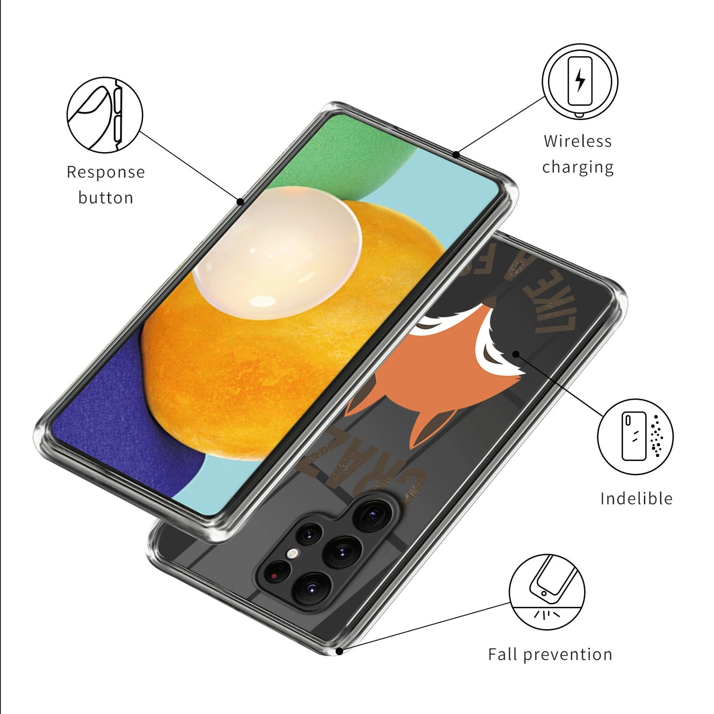 For Samsung Galaxy S24 Ultra Case Anti-scratch TPU Back Cover with Pattern Printing - Fox
