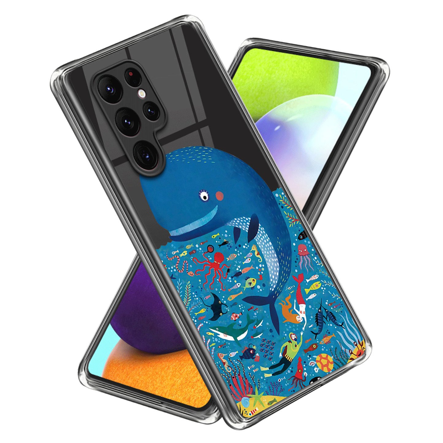 For Samsung Galaxy S24 Ultra Case Anti-scratch TPU Back Cover with Pattern Printing - Whale