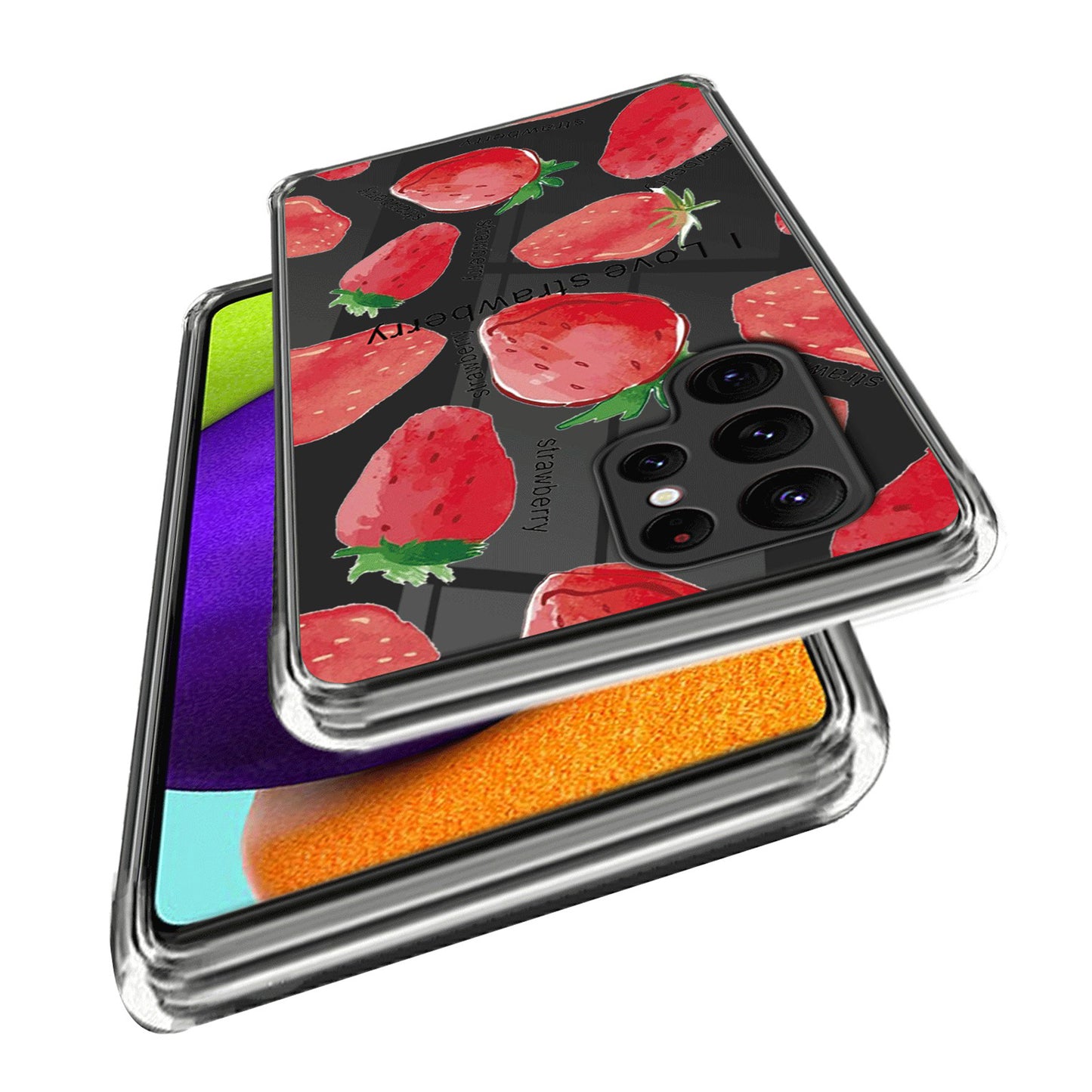 For Samsung Galaxy S24 Ultra Case Anti-scratch TPU Back Cover with Pattern Printing - Strawberry