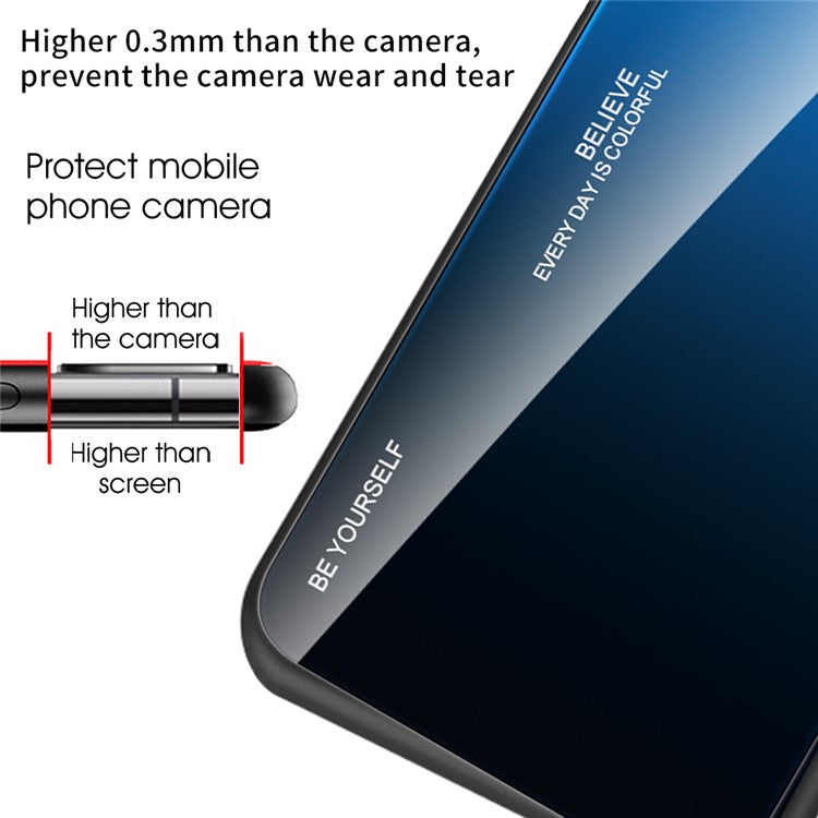 For Samsung Galaxy A15 5G Back Case Gradient Color Tempered Glass Phone Cover Protector - Blue  /  Rose