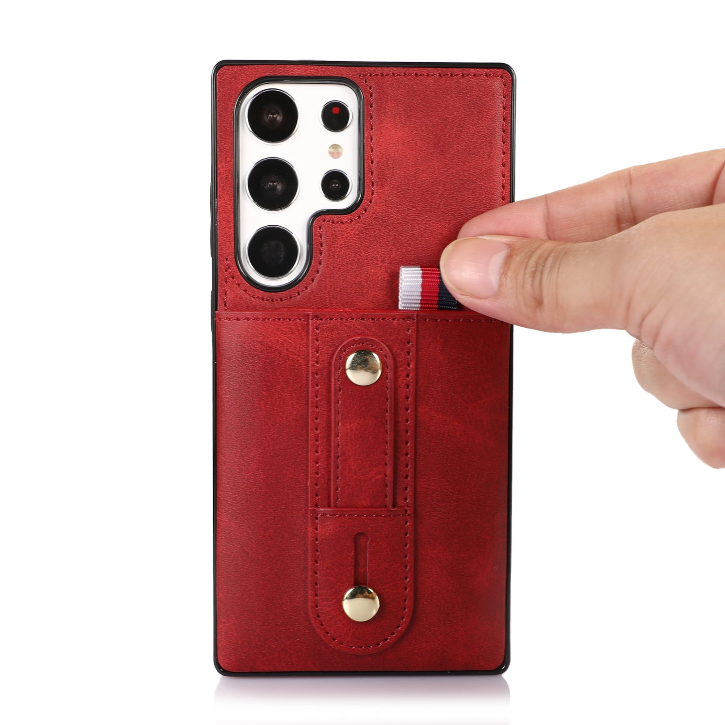 For Samsung Galaxy S24 Ultra Phone Case Anti-drop Retro PU Leather Coated TPU Card Slots Cover - Red
