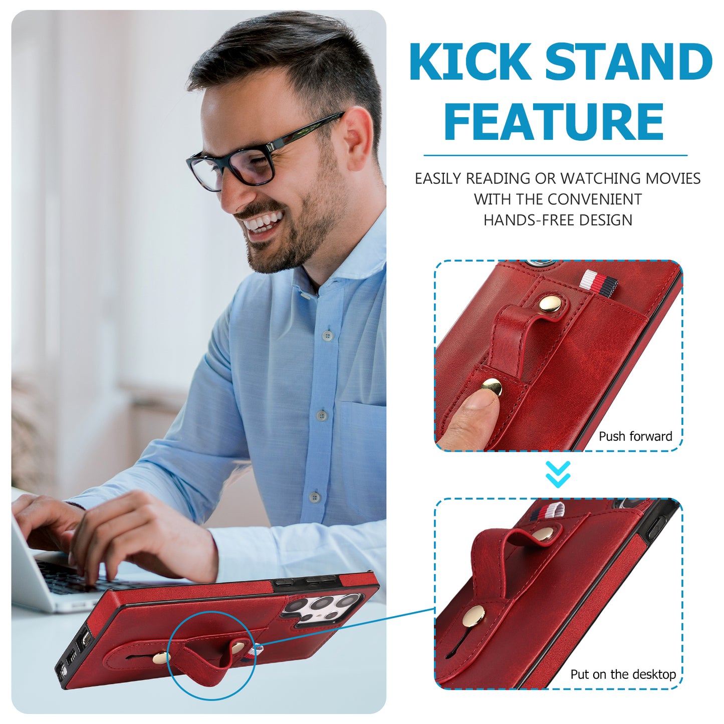 For Samsung Galaxy S24 Ultra Phone Case Anti-drop Retro PU Leather Coated TPU Card Slots Cover - Red
