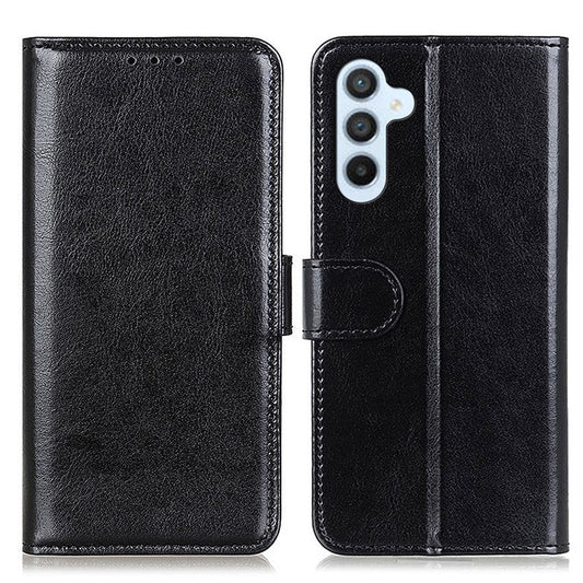 For Samsung Galaxy A35 5G Case Crazy Horse Texture Leather Stand Cover - Black