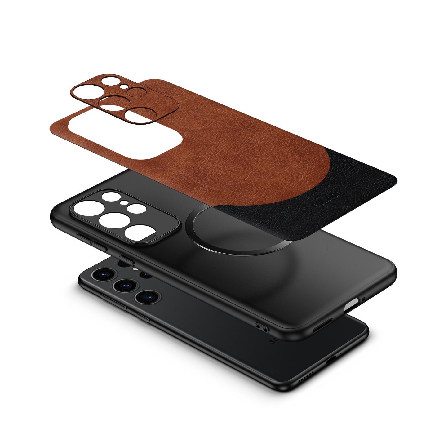 SULADA Magnetic Series for Samsung Galaxy S24 Ultra Case Leather Coating Protective Cover Compatible with MagSafe  - Black