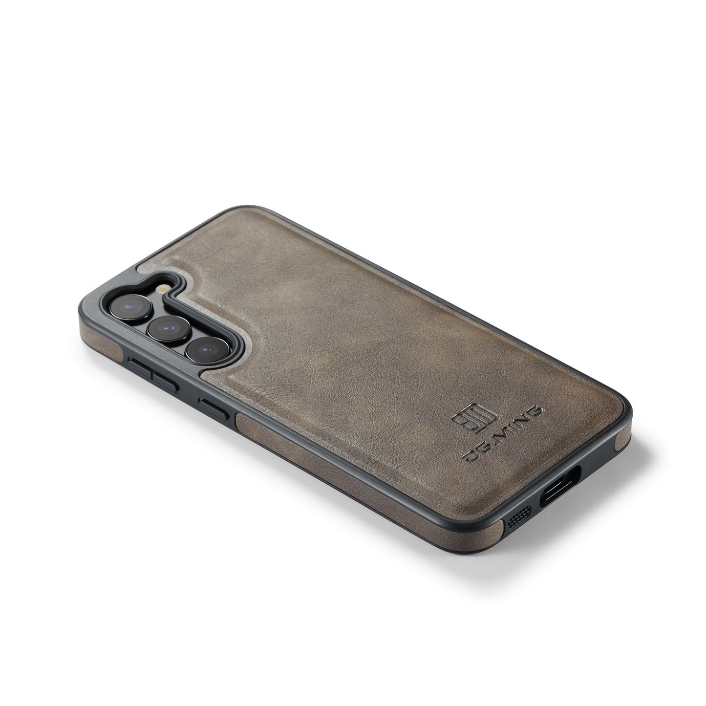 DG.MING For Samsung Galaxy S24 Case Anti-drop PU Leather Coating Phone Back Cover - Coffee