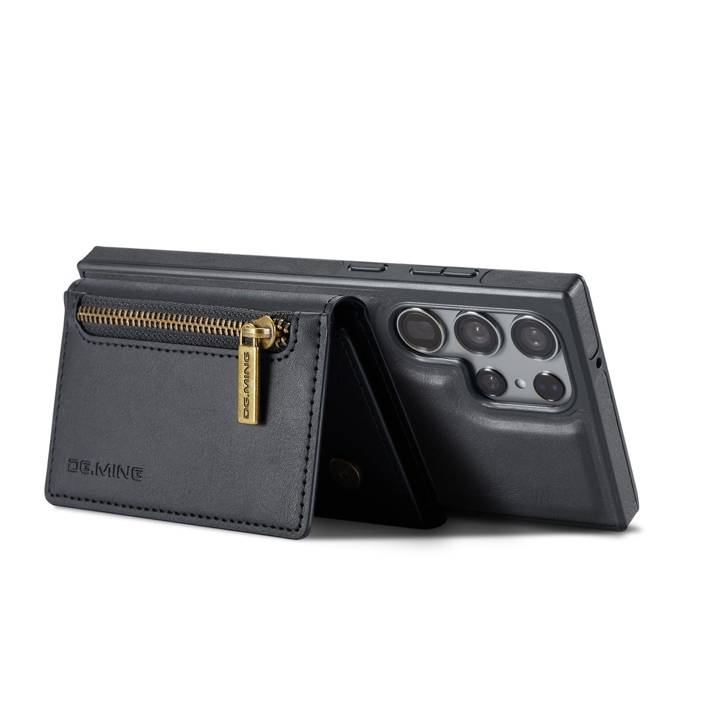 DG.MING M5 Series For Samsung Galaxy S24+ Wallet Case 2-in-1 Detachable Leather Phone Cover - Black