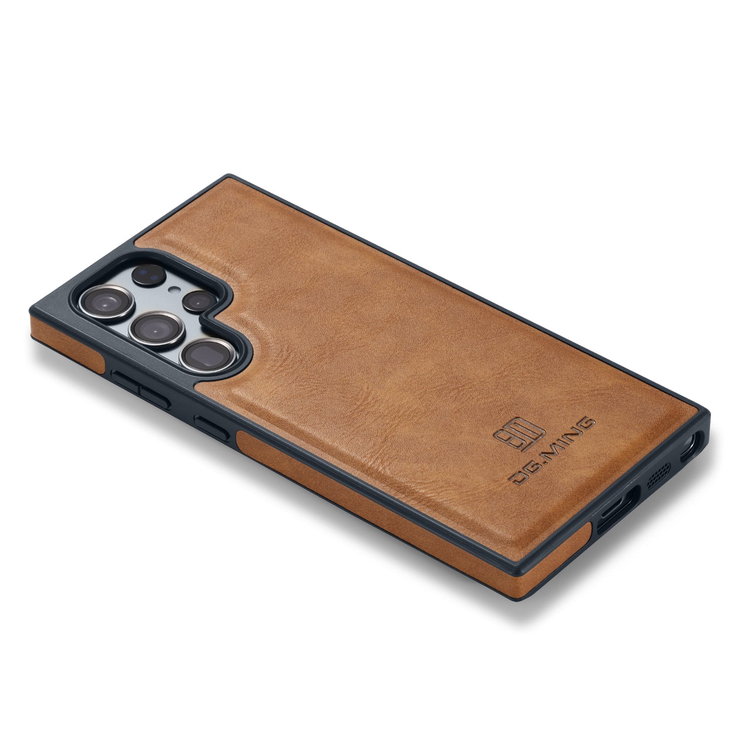 DG.MING For Samsung Galaxy S24 Ultra Phone Case Anti-scratch Side Edge Leather Coating Back Shell - Brown