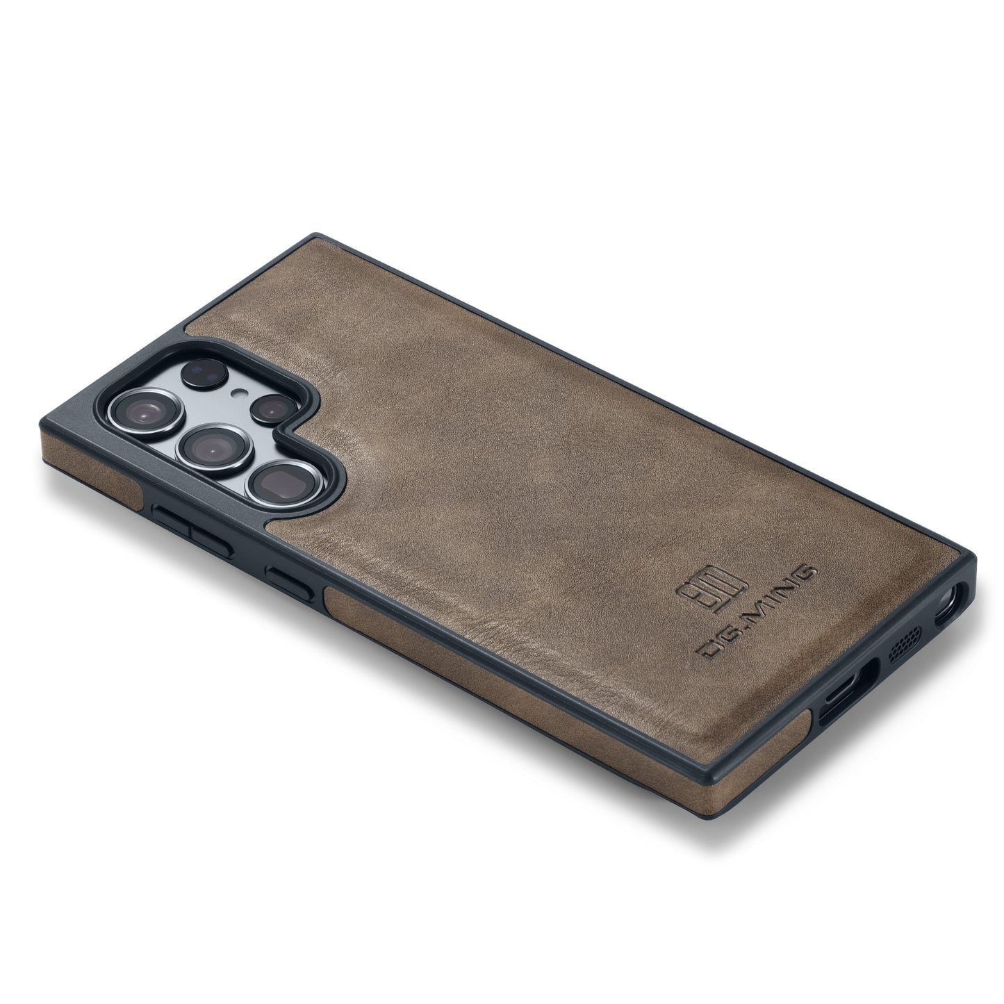 DG.MING For Samsung Galaxy S24 Ultra Phone Case Anti-scratch Side Edge Leather Coating Back Shell - Coffee