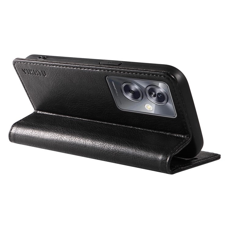 YIKATU YK-006 For Oppo A79 5G / A2 5G Leather Wallet Case Magnetic Flip Folio Phone Cover - Black