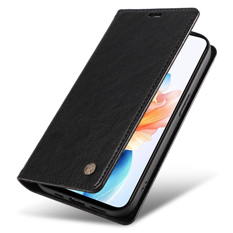YIKATU YK-006 For Oppo A79 5G / A2 5G Leather Wallet Case Magnetic Flip Folio Phone Cover - Black