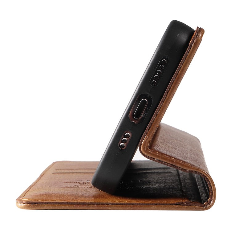 YIKATU YK-006 For Oppo A79 5G / A2 5G Leather Wallet Case Magnetic Flip Folio Phone Cover - Brown