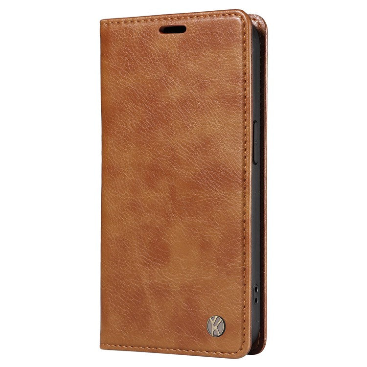 YIKATU YK-006 For Oppo A79 5G / A2 5G Leather Wallet Case Magnetic Flip Folio Phone Cover - Brown