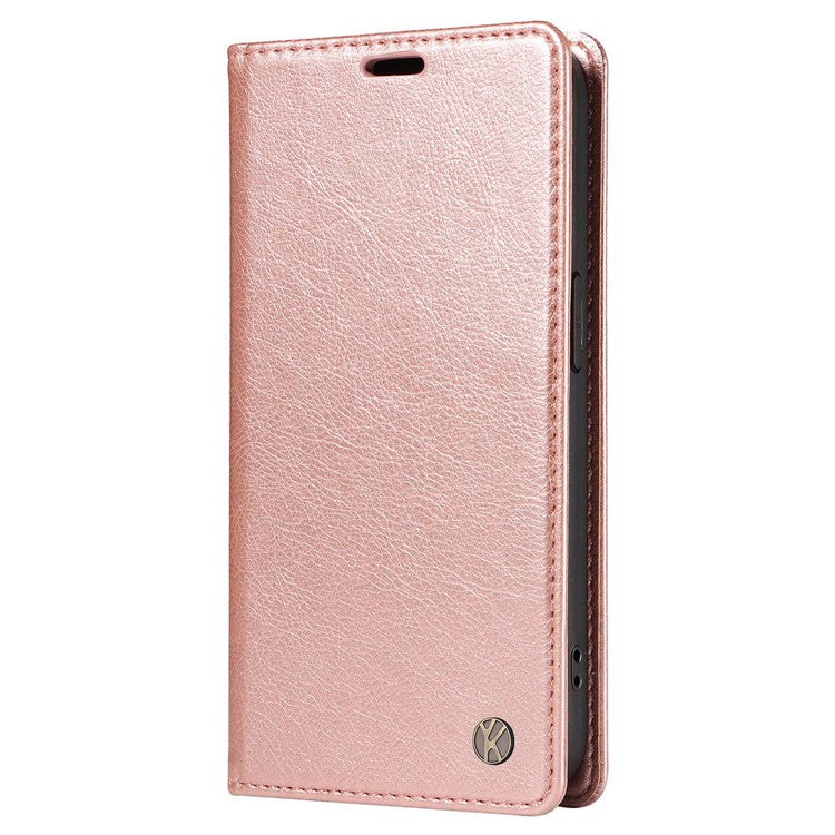 YIKATU YK-006 For Oppo A79 5G / A2 5G Leather Wallet Case Magnetic Flip Folio Phone Cover - Rose Gold