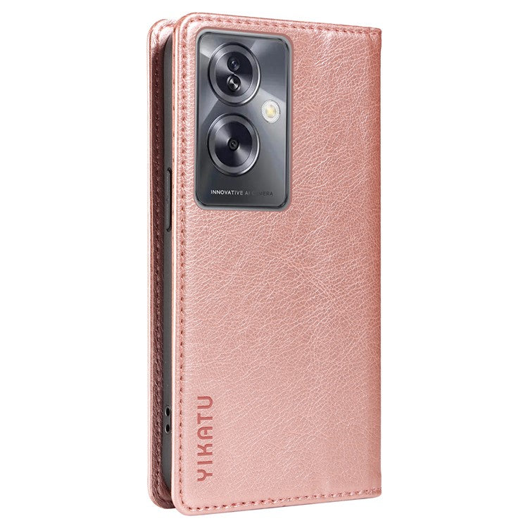 YIKATU YK-006 For Oppo A79 5G / A2 5G Leather Wallet Case Magnetic Flip Folio Phone Cover - Rose Gold