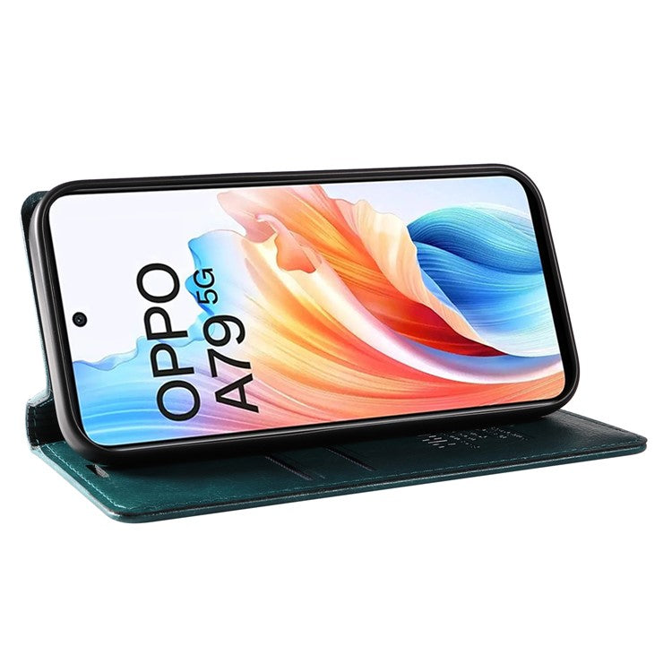 YIKATU YK-006 For Oppo A79 5G / A2 5G Leather Wallet Case Magnetic Flip Folio Phone Cover - Blue