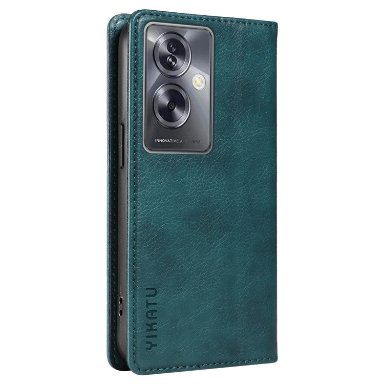 YIKATU YK-006 For Oppo A79 5G / A2 5G Leather Wallet Case Magnetic Flip Folio Phone Cover - Blue