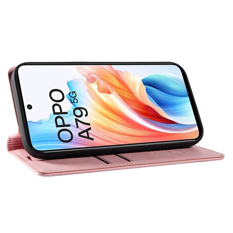 YIKATU YK-006 For Oppo A79 5G / A2 5G Leather Wallet Case Magnetic Flip Folio Phone Cover - Pink