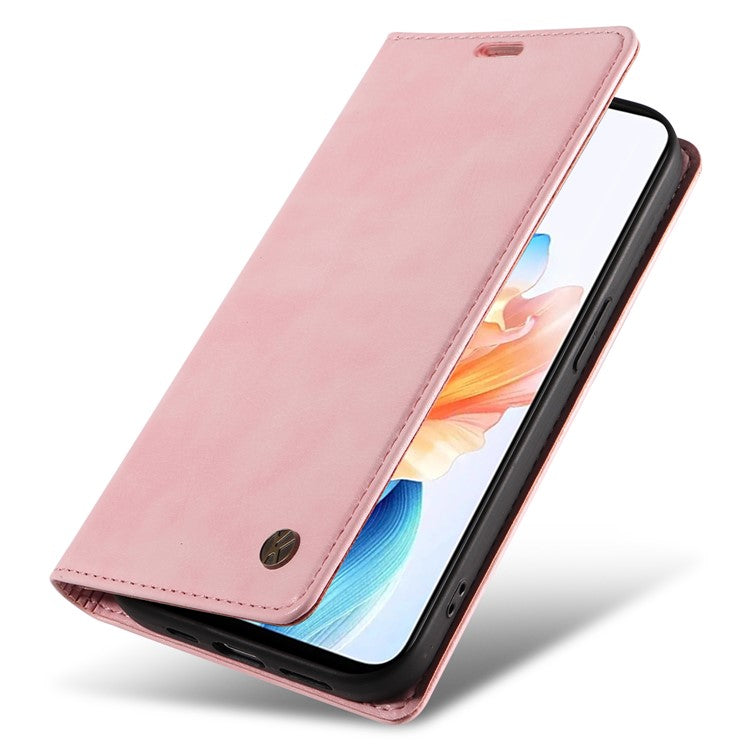 YIKATU YK-006 For Oppo A79 5G / A2 5G Leather Wallet Case Magnetic Flip Folio Phone Cover - Pink
