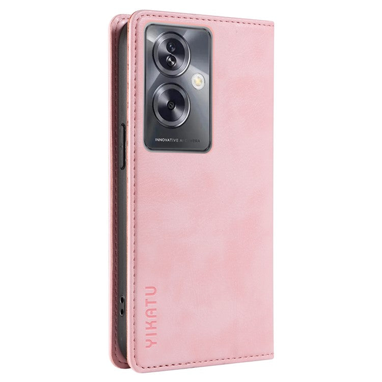 YIKATU YK-006 For Oppo A79 5G / A2 5G Leather Wallet Case Magnetic Flip Folio Phone Cover - Pink
