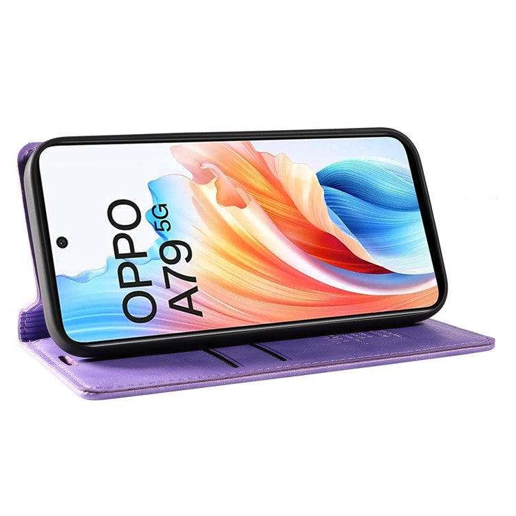 YIKATU YK-006 For Oppo A79 5G / A2 5G Leather Wallet Case Magnetic Flip Folio Phone Cover - Purple