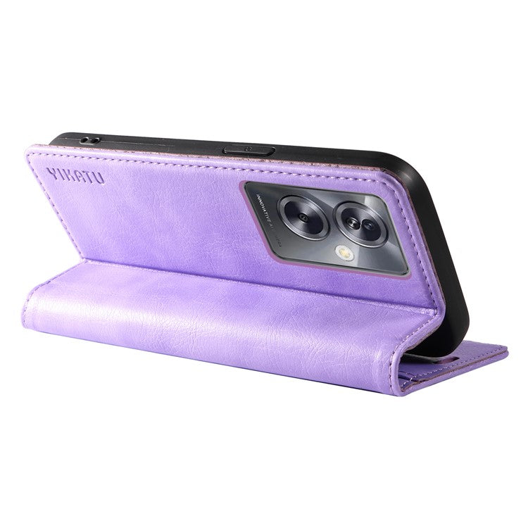 YIKATU YK-006 For Oppo A79 5G / A2 5G Leather Wallet Case Magnetic Flip Folio Phone Cover - Purple