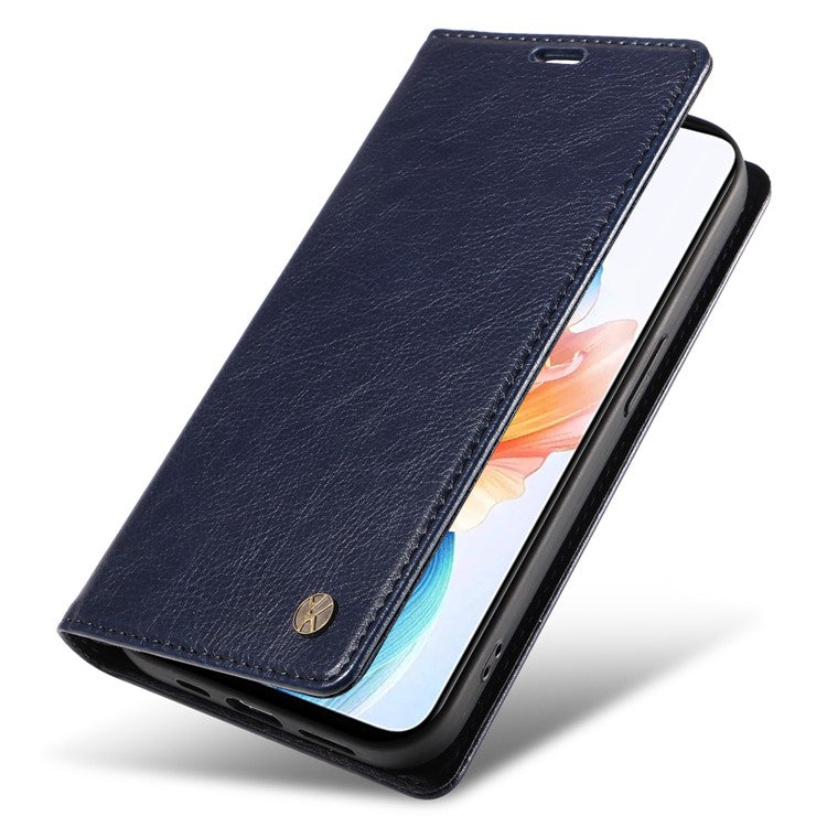 YIKATU YK-006 For Oppo A79 5G / A2 5G Leather Wallet Case Magnetic Flip Folio Phone Cover - Navy Blue