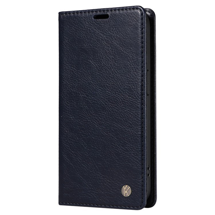 YIKATU YK-006 For Oppo A79 5G / A2 5G Leather Wallet Case Magnetic Flip Folio Phone Cover - Navy Blue