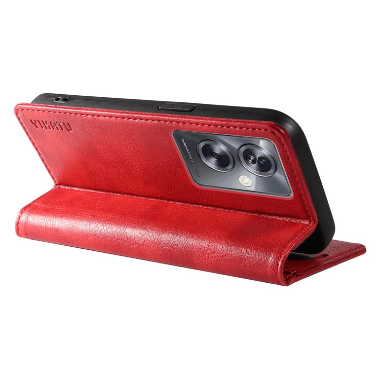 YIKATU YK-006 For Oppo A79 5G / A2 5G Leather Wallet Case Magnetic Flip Folio Phone Cover - Red