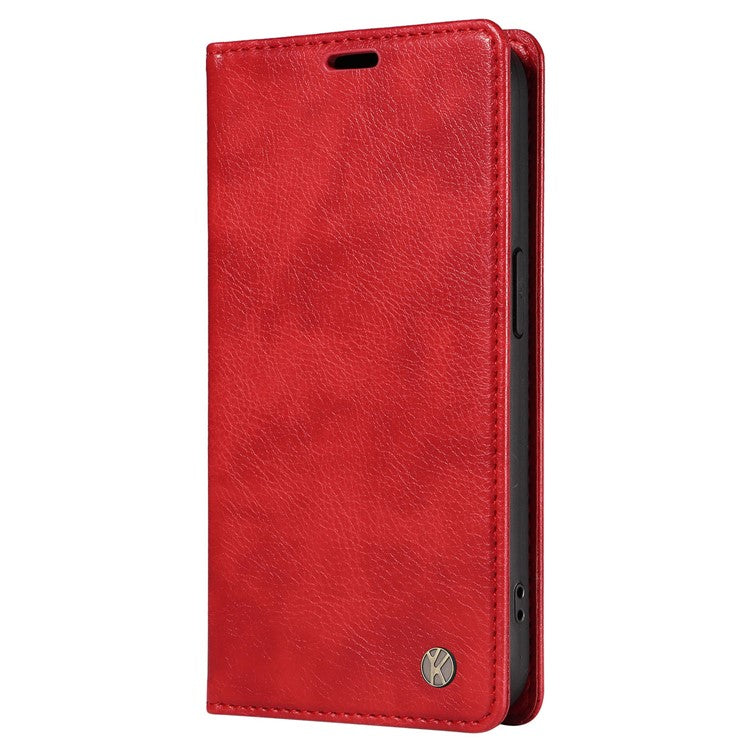 YIKATU YK-006 For Oppo A79 5G / A2 5G Leather Wallet Case Magnetic Flip Folio Phone Cover - Red