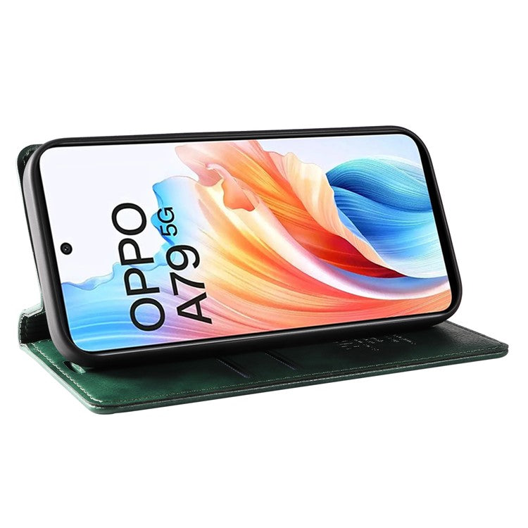 YIKATU YK-006 For Oppo A79 5G / A2 5G Leather Wallet Case Magnetic Flip Folio Phone Cover - Green
