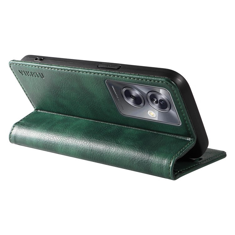 YIKATU YK-006 For Oppo A79 5G / A2 5G Leather Wallet Case Magnetic Flip Folio Phone Cover - Green