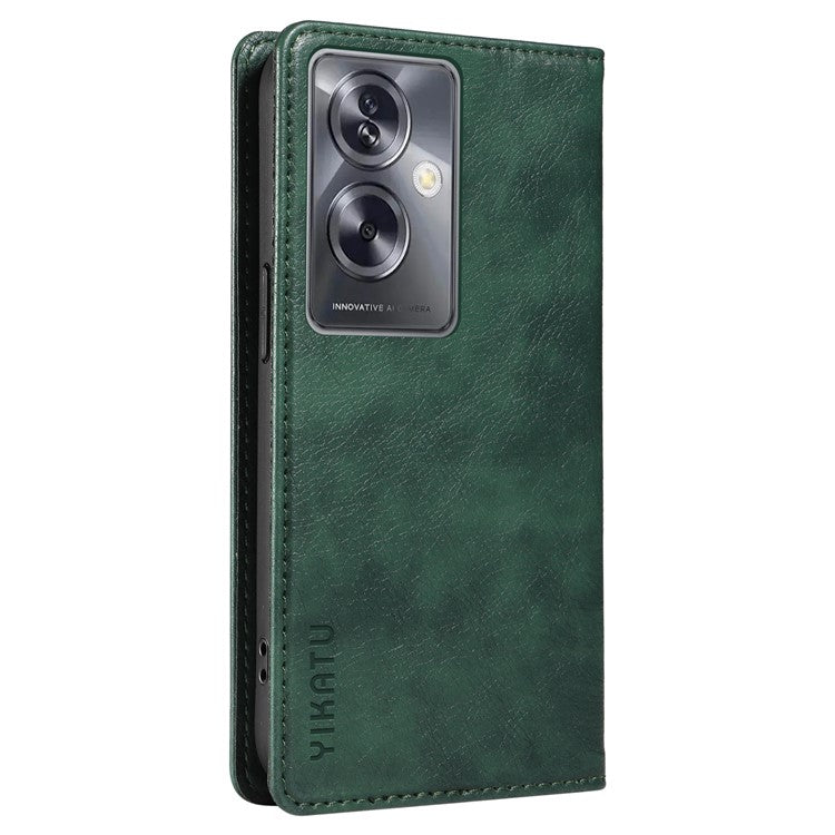 YIKATU YK-006 For Oppo A79 5G / A2 5G Leather Wallet Case Magnetic Flip Folio Phone Cover - Green