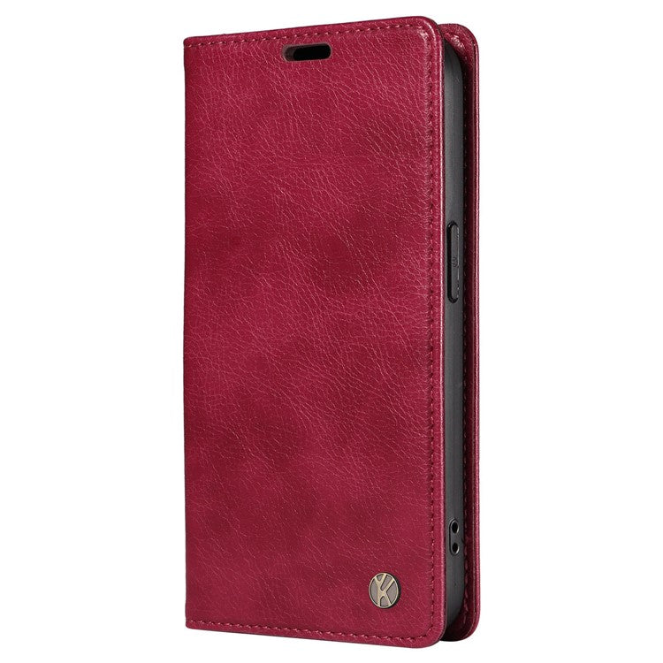 YIKATU YK-006 For Oppo A79 5G / A2 5G Leather Wallet Case Magnetic Flip Folio Phone Cover - Wine Red