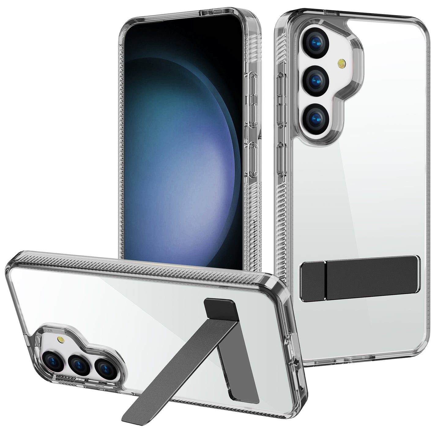 For Samsung Galaxy S24+ Case G Style Series TPU+Acrylic Phone Back Case Kickstand - Black