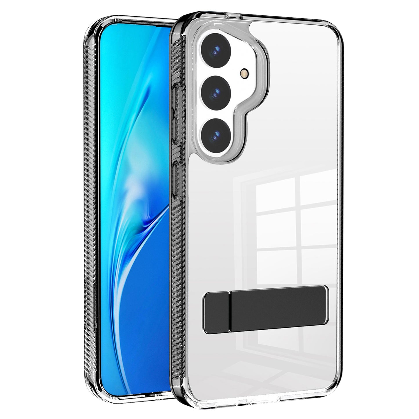 For Samsung Galaxy S24+ Case G Style Series TPU+Acrylic Phone Back Case Kickstand - Black