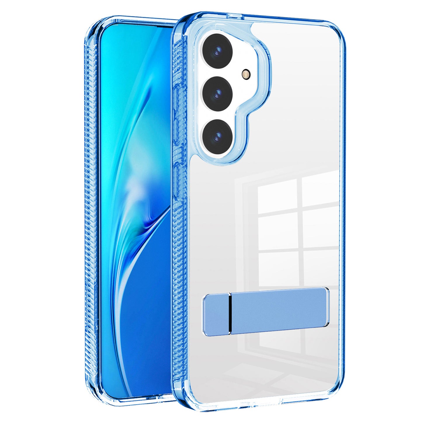 For Samsung Galaxy S24+ Case G Style Series TPU+Acrylic Phone Back Case Kickstand - Blue
