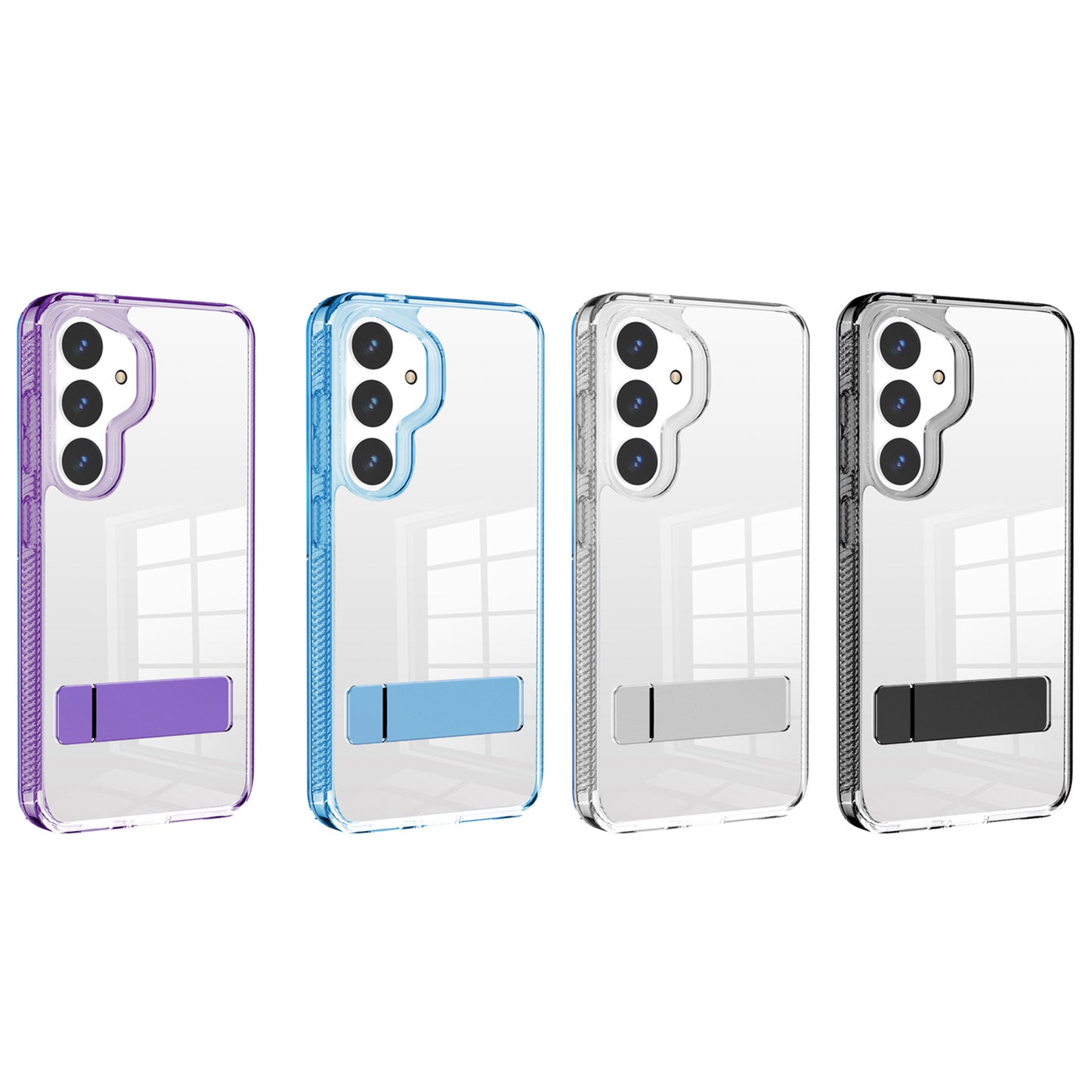 For Samsung Galaxy S24+ Case G Style Series TPU+Acrylic Phone Back Case Kickstand - Blue