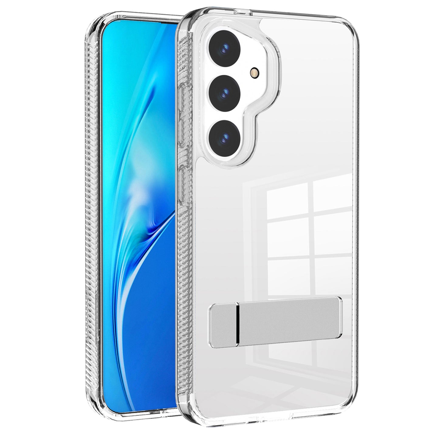 For Samsung Galaxy S24 Back Cover Kickstand G Style Series TPU+Acrylic Protective Case - Transparent