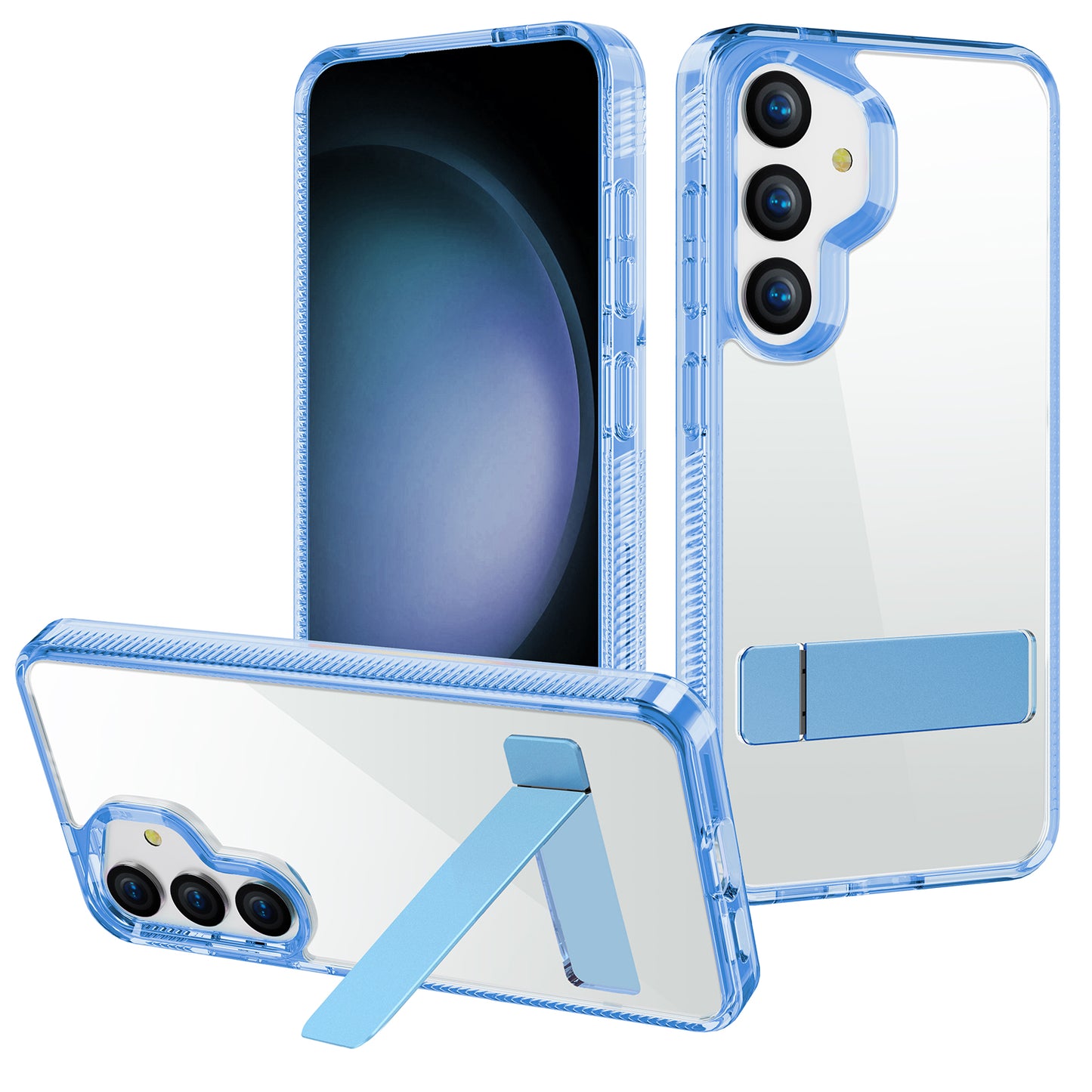 For Samsung Galaxy S24 Back Cover Kickstand G Style Series TPU+Acrylic Protective Case - Blue