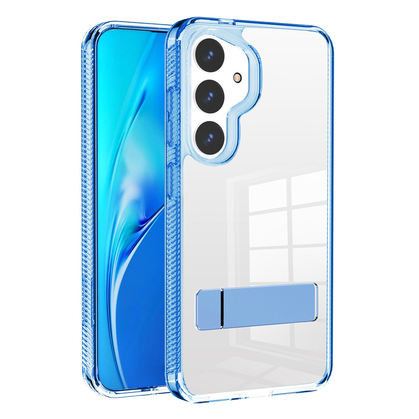 For Samsung Galaxy S24 Back Cover Kickstand G Style Series TPU+Acrylic Protective Case - Blue