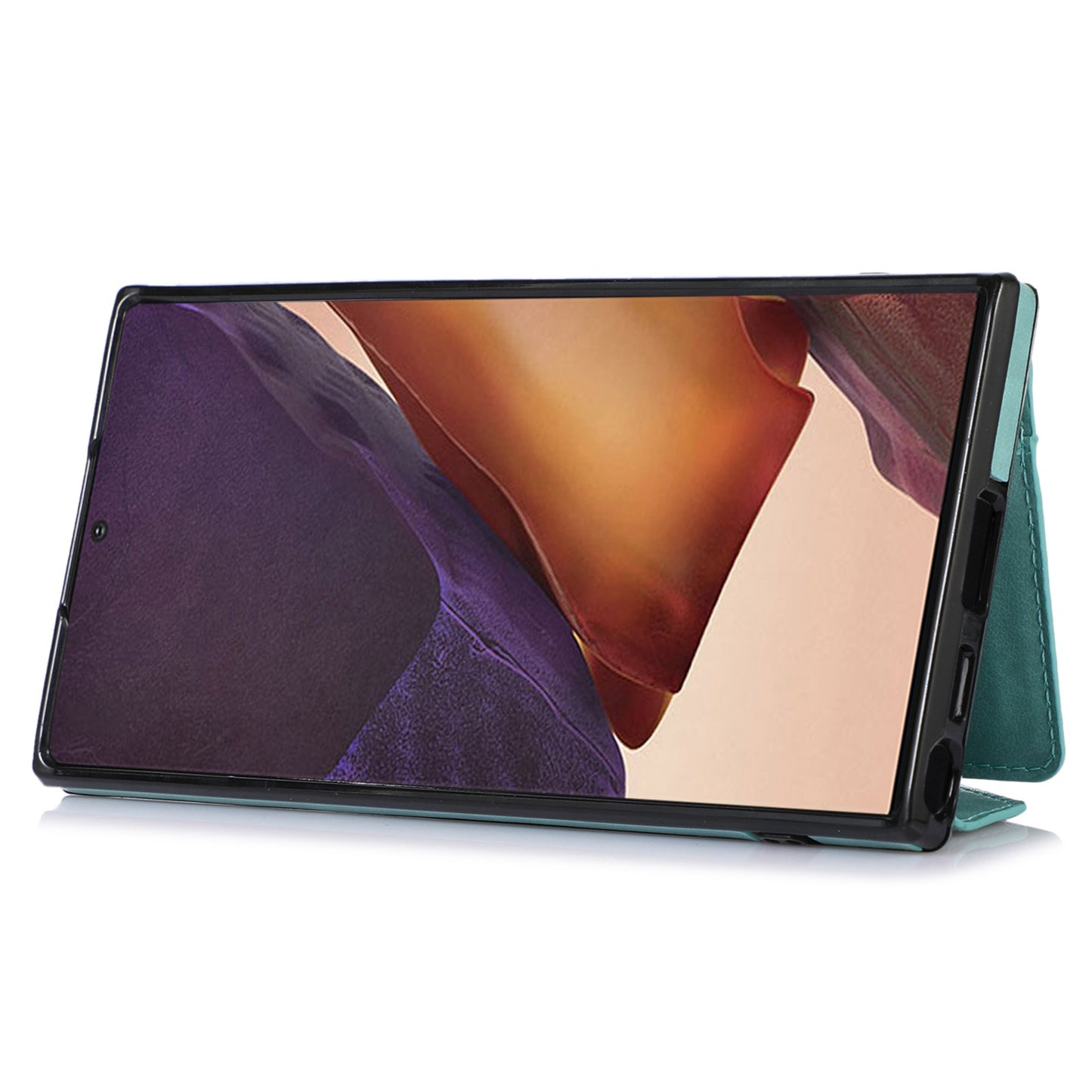 For Samsung Galaxy S24 Ultra Case Card Holder Kickstand Leather+TPU Crossbody Cover - Green