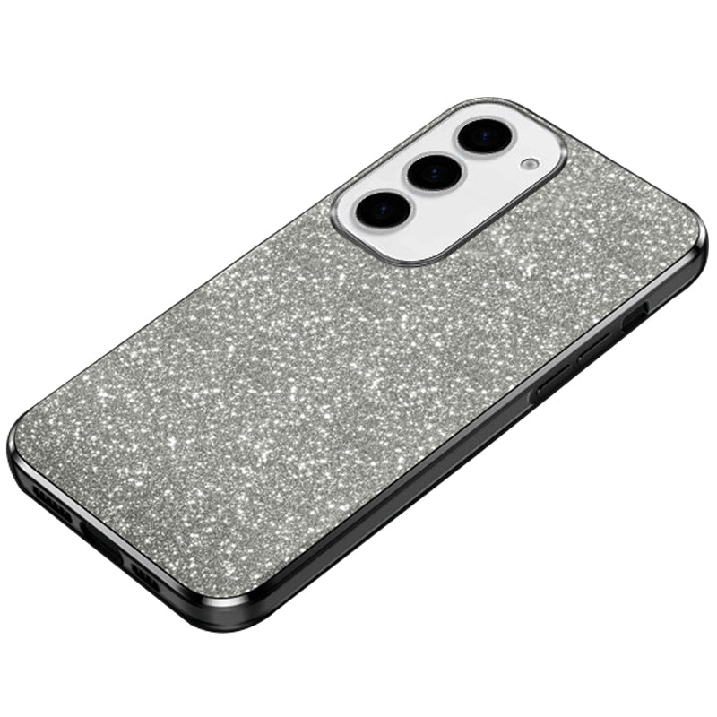 For Samsung Galaxy S24 Case 6D Electroplating Glitter Powder TPU Phone Cover - Black